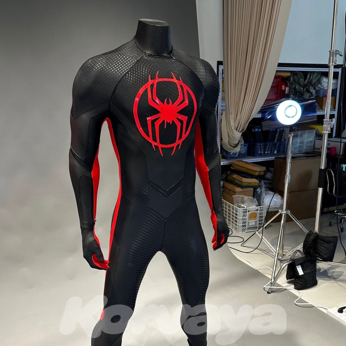 Black & Red superhero suit, alternate front view